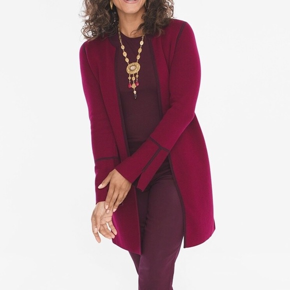 Chico’s Solid Reversible Cardigan Size 2 - Picture 1 of 5